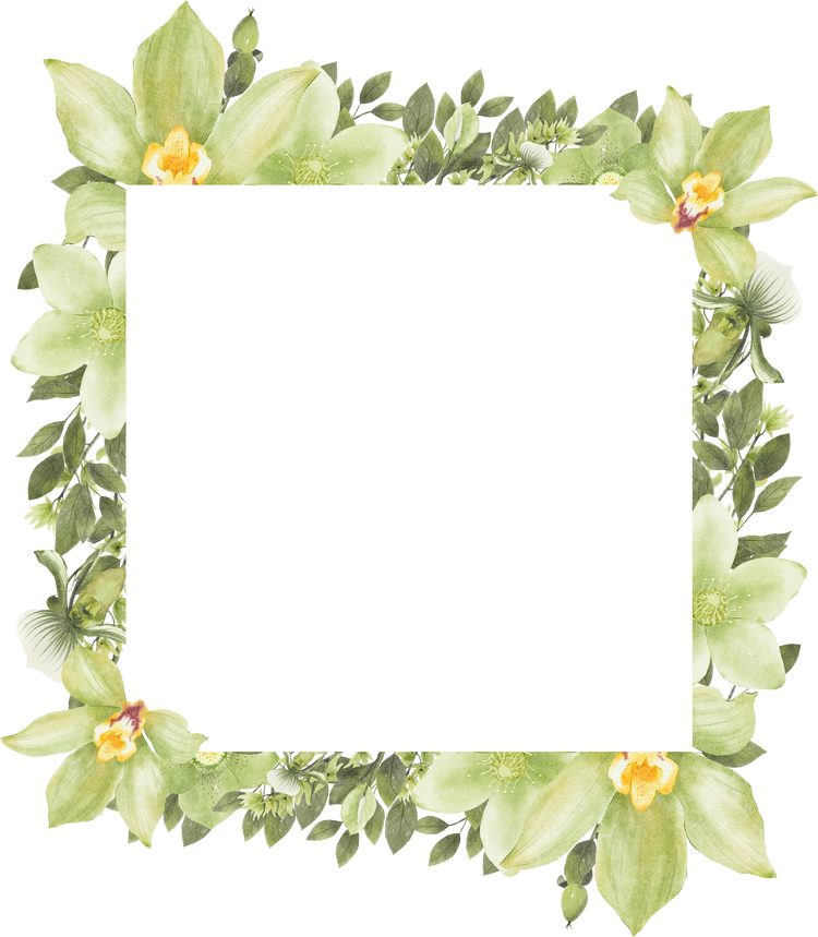 Green Watercolor Flower Frame